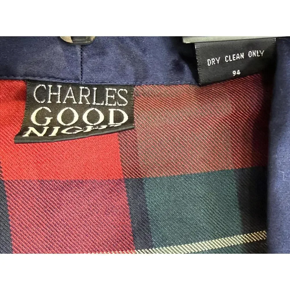 Vintage Charles Good Night Robe Mens XL Red Green Silk Plaid Tartan Lounge 90s‎